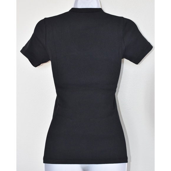 JAMES PERSE WOMEN NWT U-NECK RIBBED SHORT SLEEVE BLACK TEE. SIZE 3(L) - Picture 6 of 10